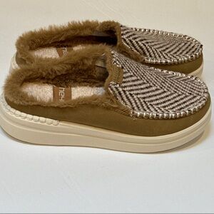 Hey Dude Lexi Rise Apres Chill Mules Faux Fur Lined Herringbone NEW